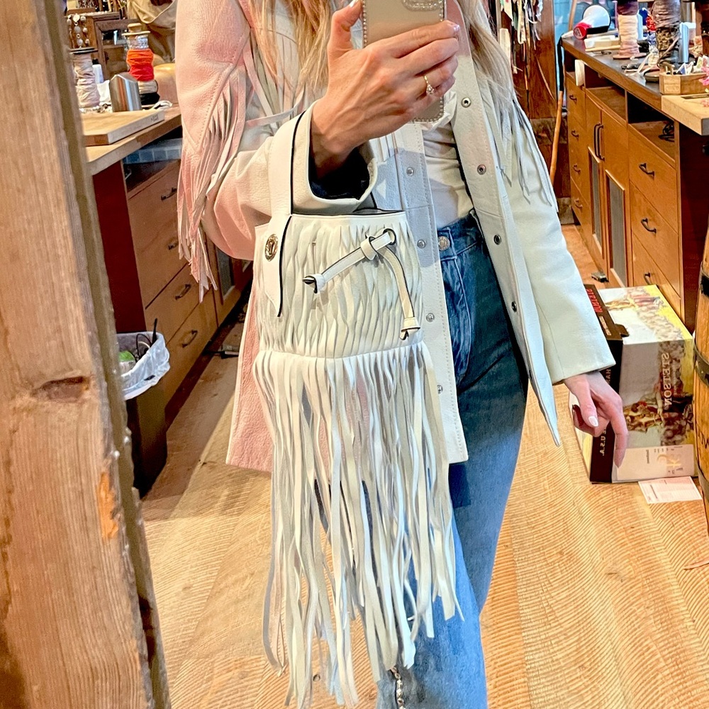 White Fringe Handbag Western Bachelorette Bag